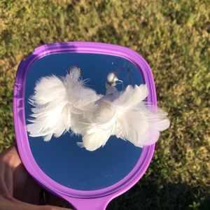 White feathers tassels dangling earrings!!